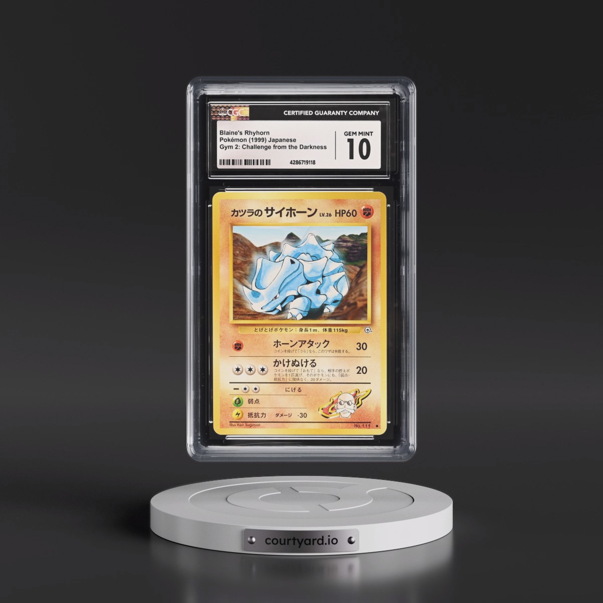 1999 Gym 2: Challenge from the Darkness Blaine's Rhyhorn (CGC 10 GEM MINT)