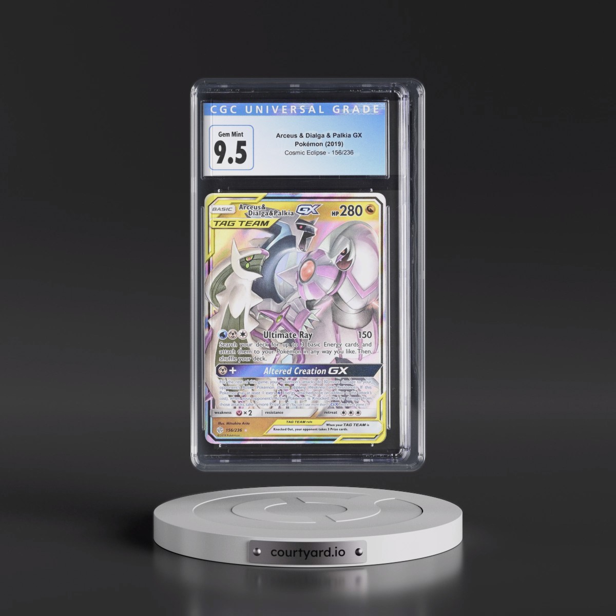 2019 Cosmic Eclipse #156/236 Arceus & Dialga & Palkia GX - Holo (CGC 10 GEM MINT)