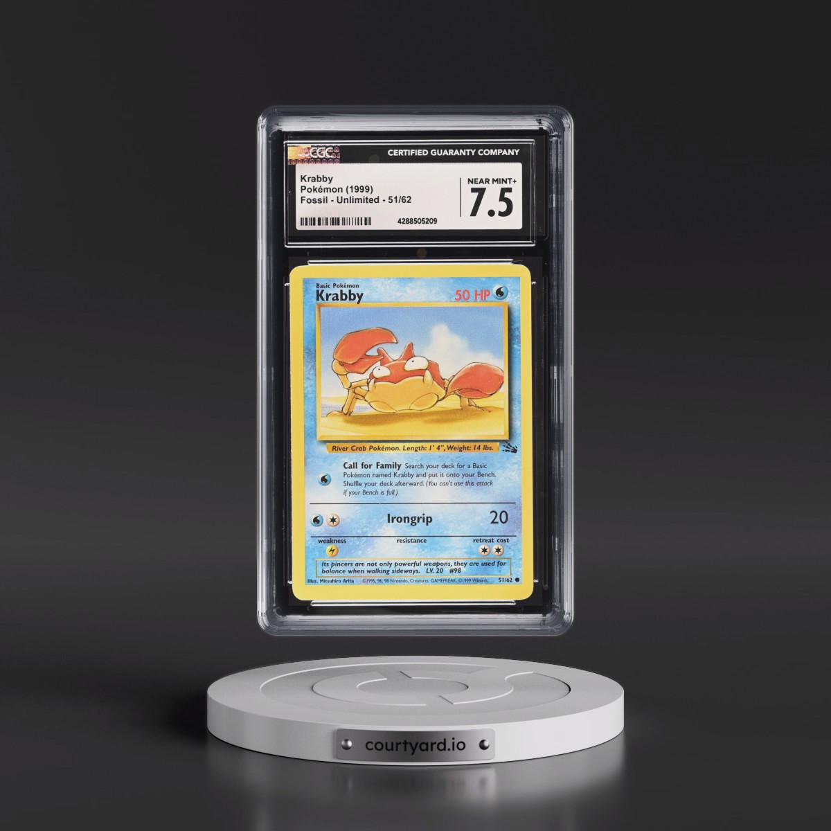 1999 Fossil #51/62 Krabby (CGC 7.5 NM+)