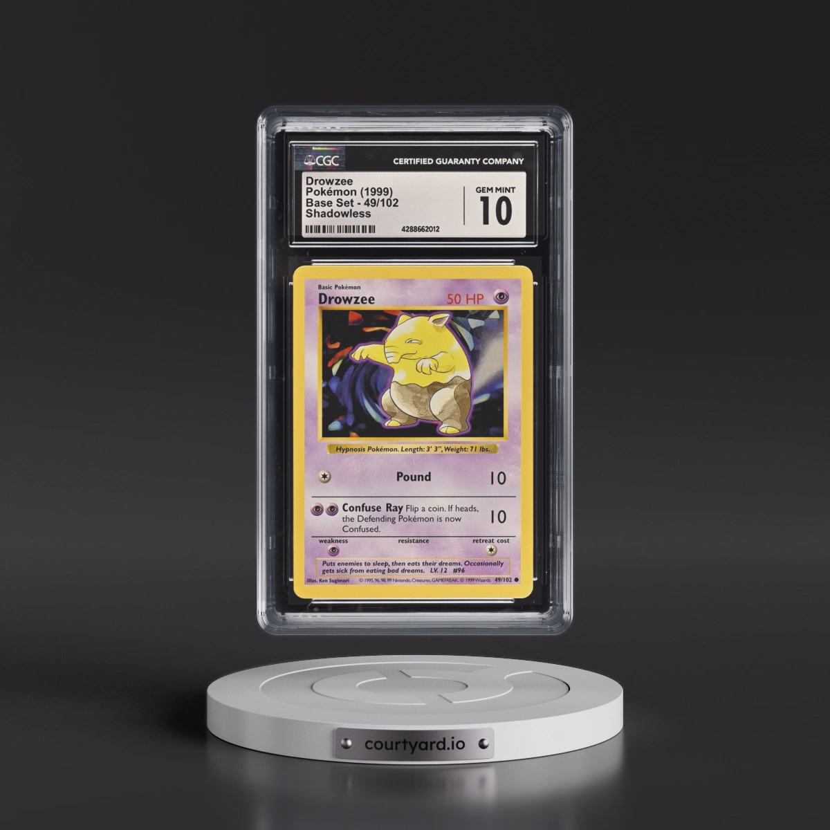 1999 Base Set #49/102 Drowzee - Shadowless Shadowless (CGC 10 GEM MINT)
