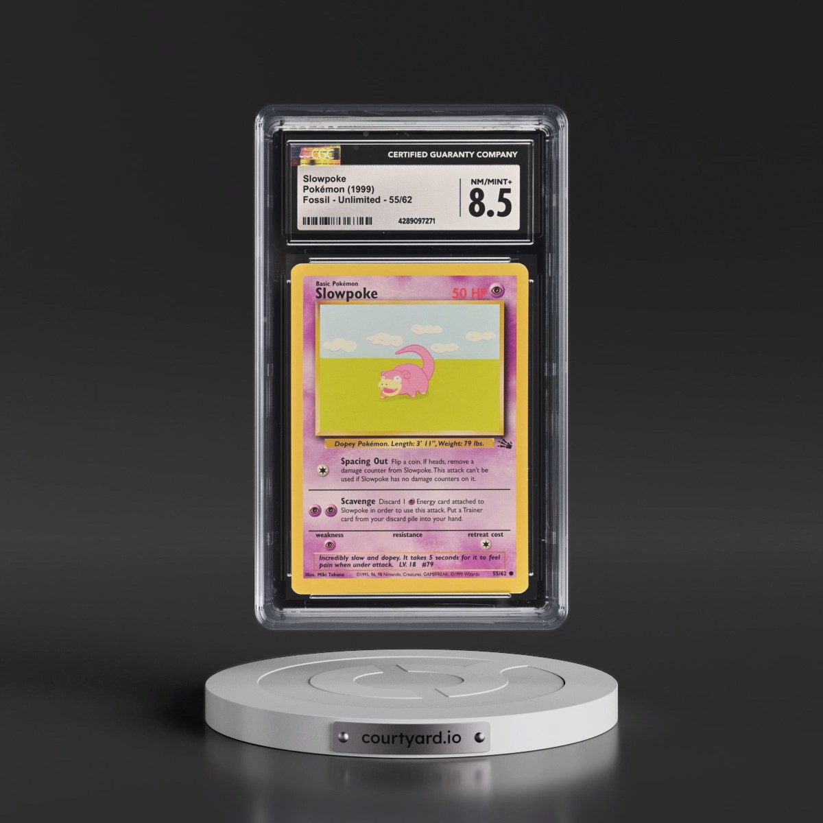 1999 Fossil #55/62 Slowpoke (CGC 8.5 NM-MT+)