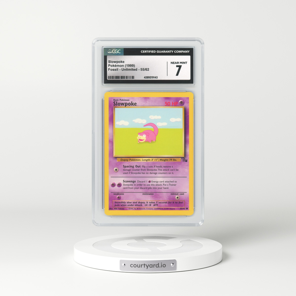 1999 Fossil #55 Slowpoke (CGC 7 NM)