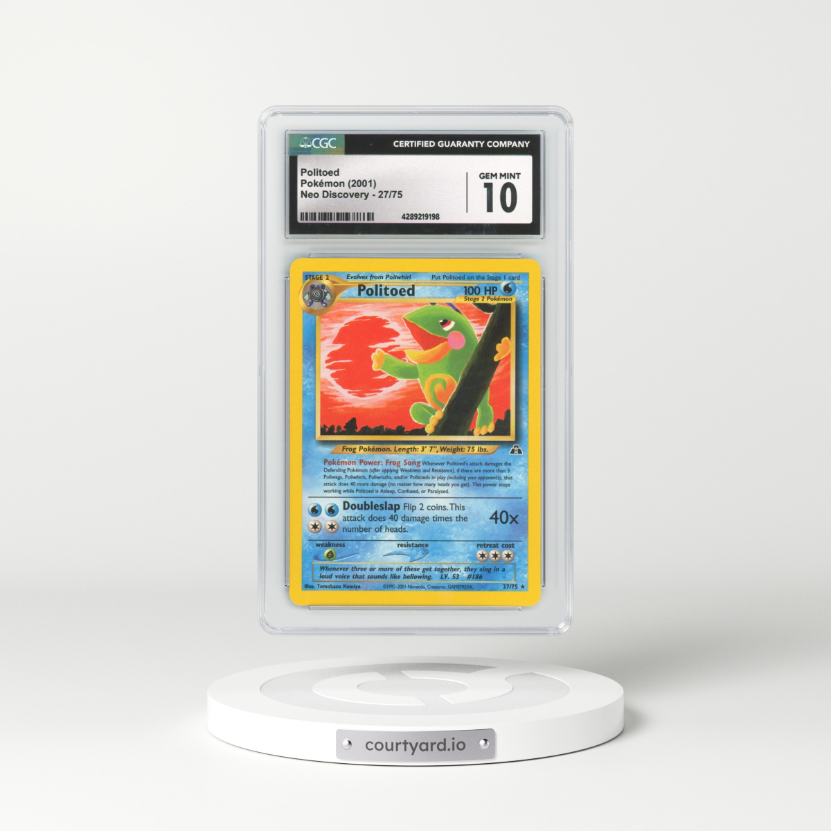 2001 Neo Discovery #27 Politoed (CGC 10 GEM MINT)