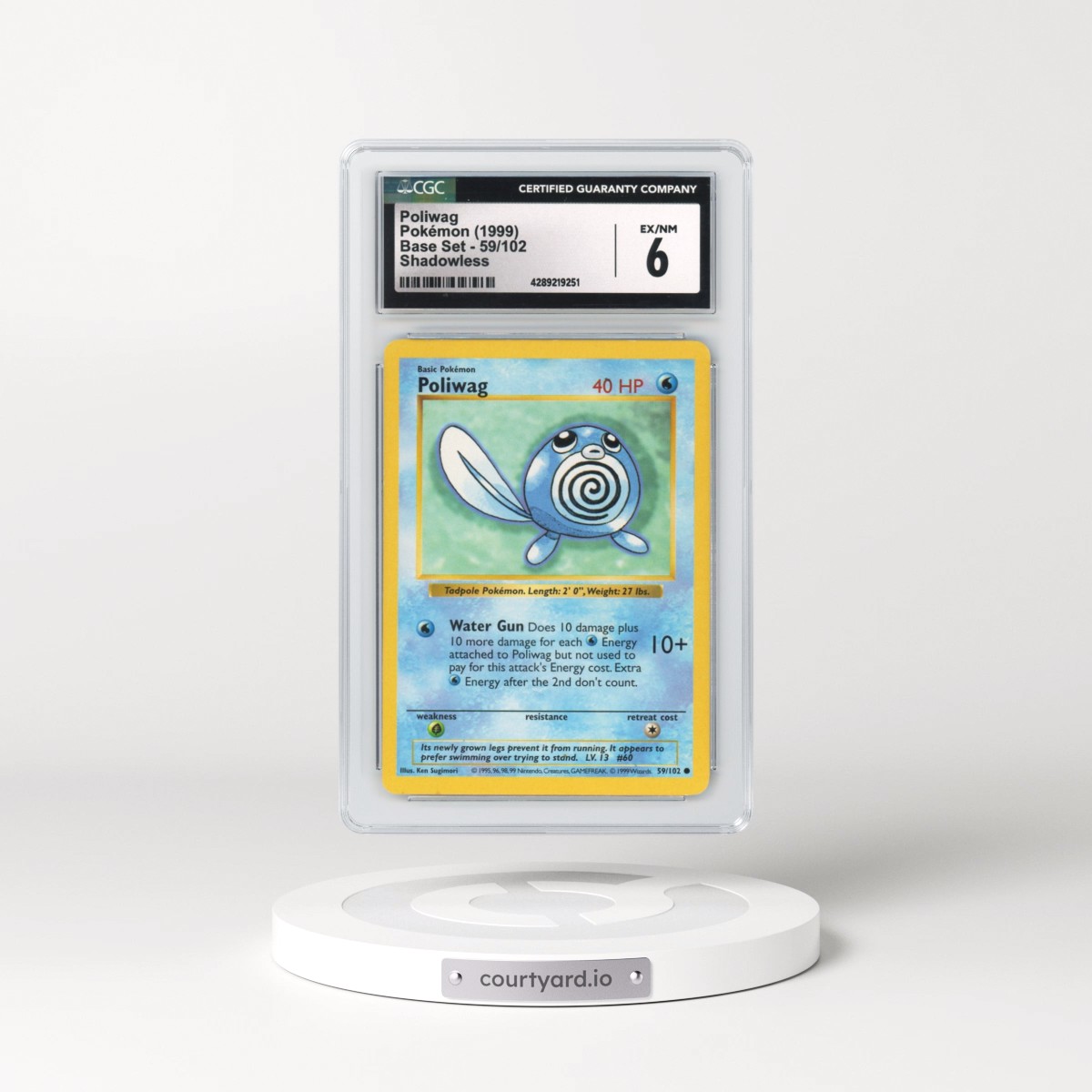 1999 Base Set #59 Poliwag - Shadowless (CGC 6 EX-NM)