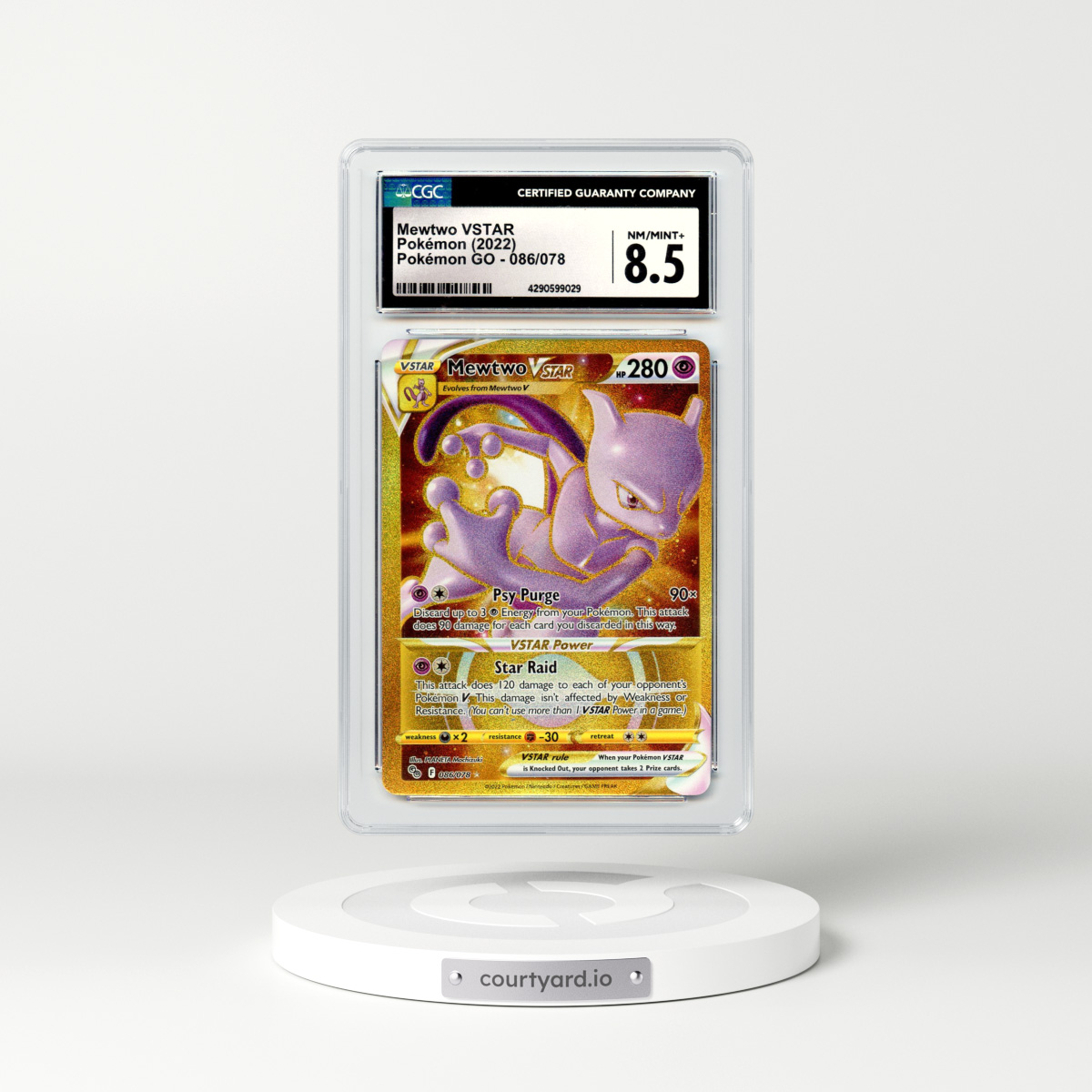top 20 most valuable pokemon cards 2022 Pokemon Go Mewtwo VSTAR Rainbow Rare CGC 9 Card