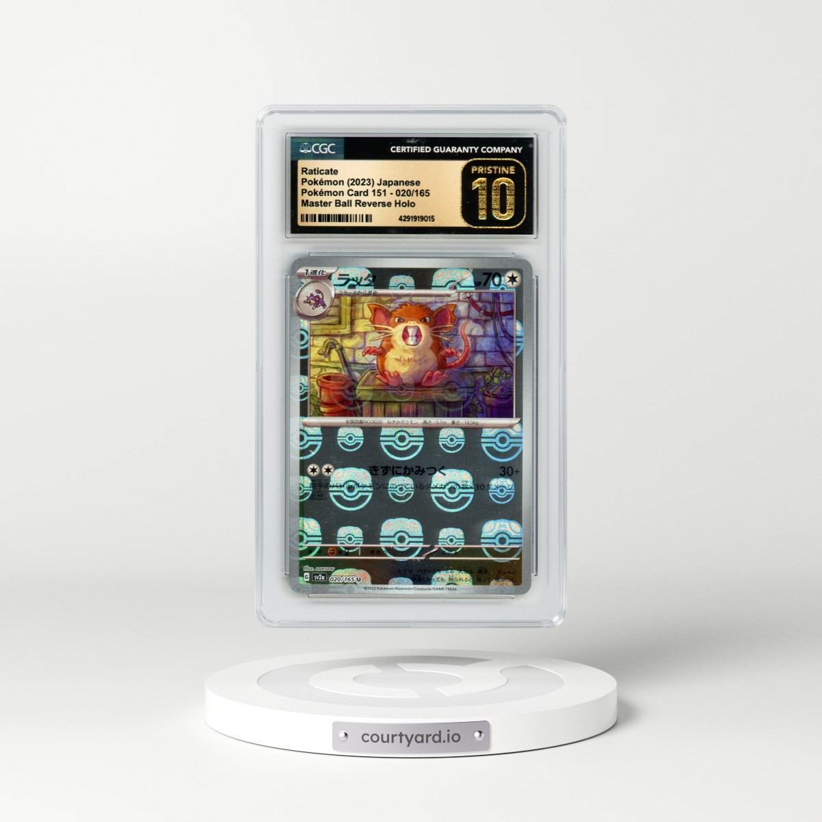 2023 Pokémon Card 151 #020/165 Raticate - Reverse Holo Master Ball (CGC 10 PRISTINE)
