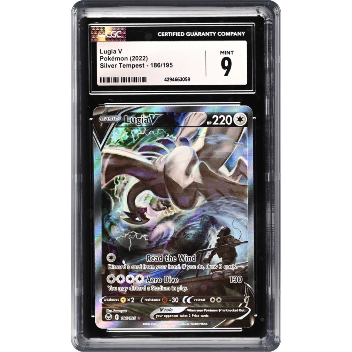 2022 Silver Tempest #186/195 Lugia V - Ultra Rare Holo, CGC 9