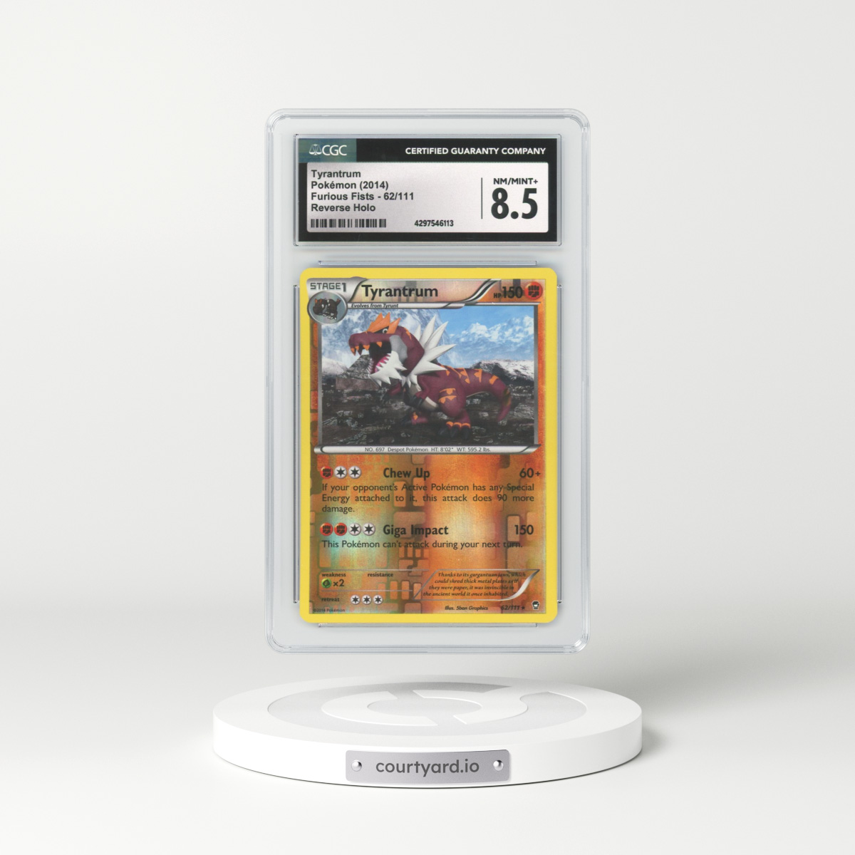 2014 Furious Fists #62 Tyrantrum - Holo (CGC 8.5 NM-MT+)