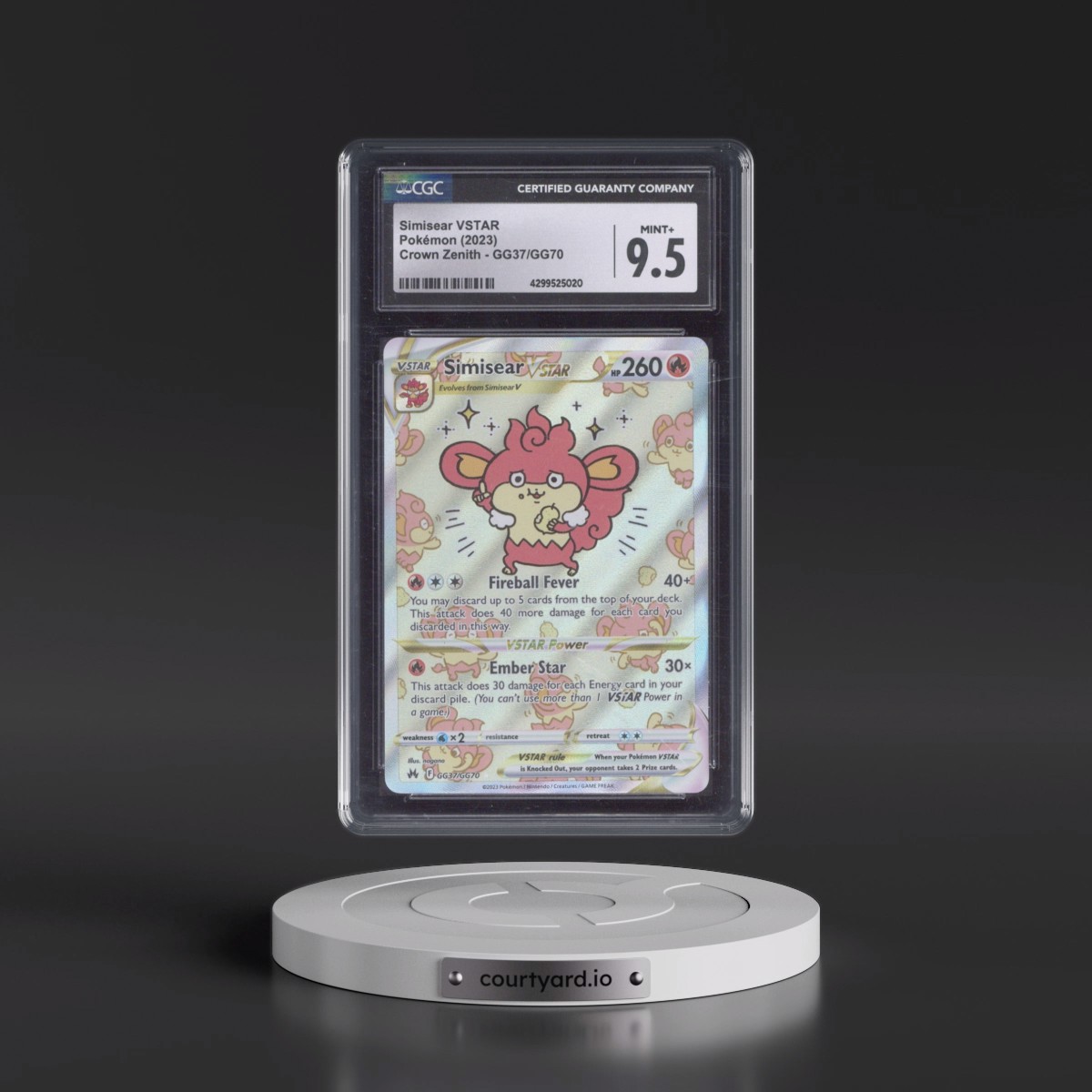 2023 Crown Zenith #GG37/GG70 Simisear VSTAR - Galarian Gallery Holo (CGC 9.5 MINT+)