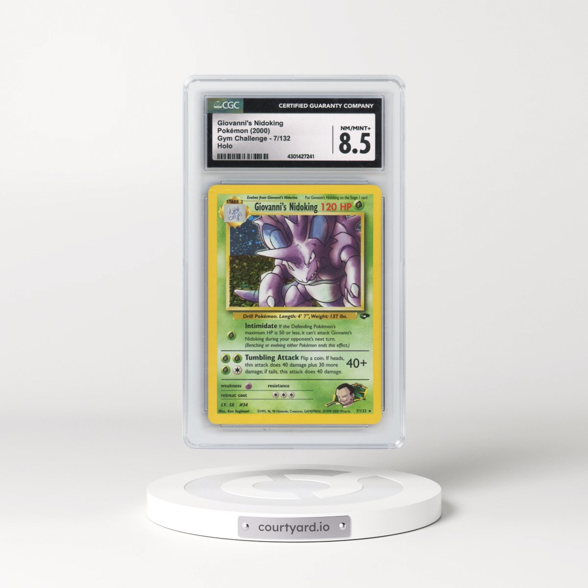 2000 Gym Challenge #7/132 Giovanni's Nidoking - Holo (CGC 8.5 NM-MT+)