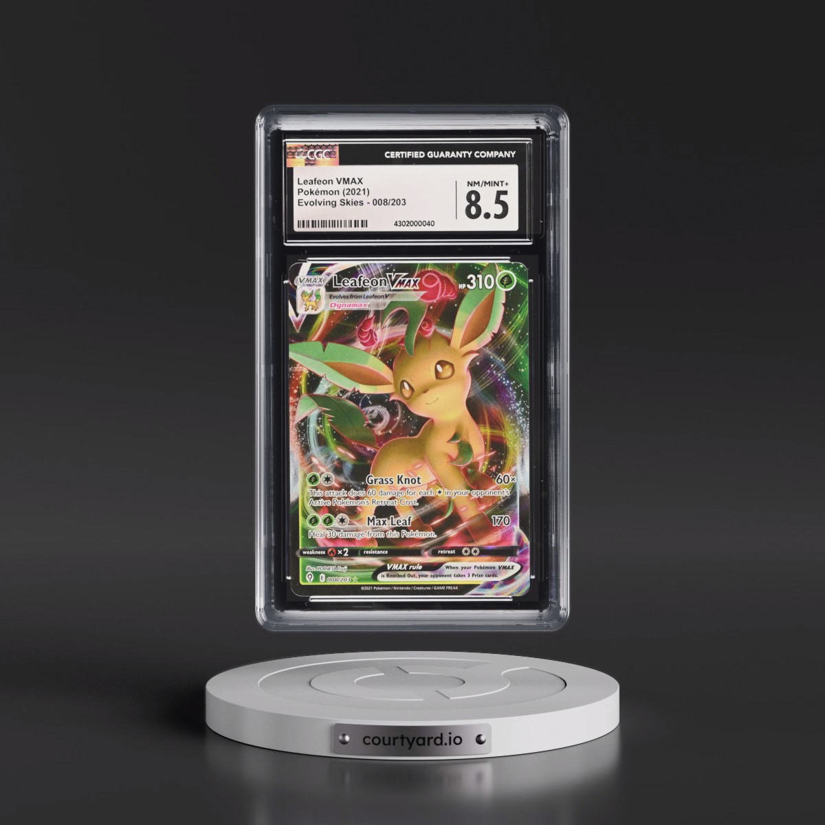 2021 Evolving Skies #008/203 Leafeon VMAX - Holo (CGC 8.5 NM-MT+)