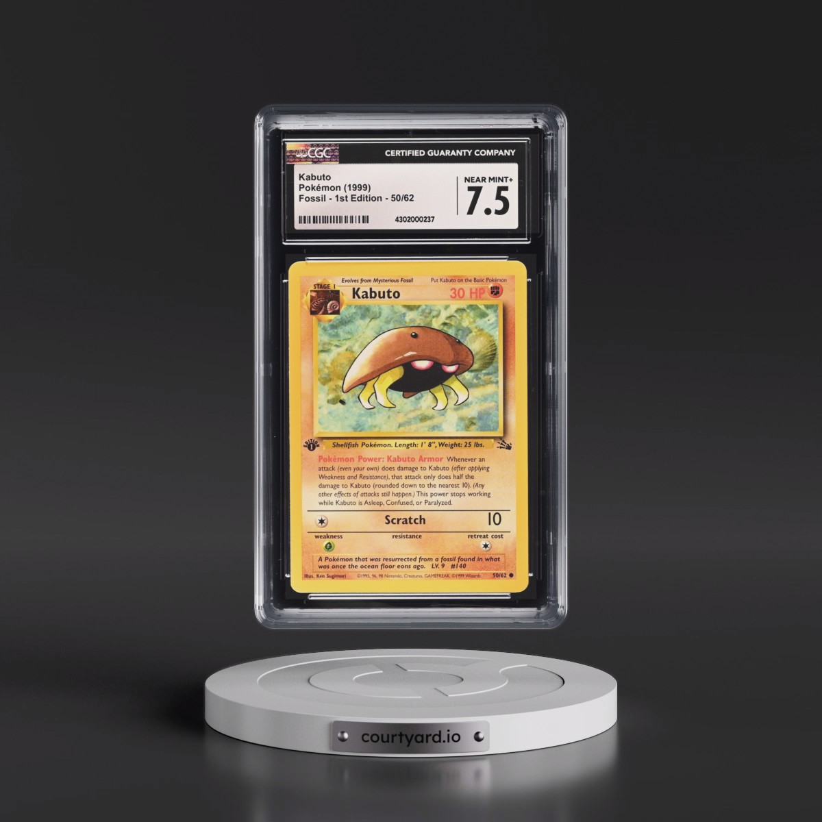 1999 Fossil #50/62 Kabuto - 1st Edition 1st Edition (CGC 7.5 NM+)