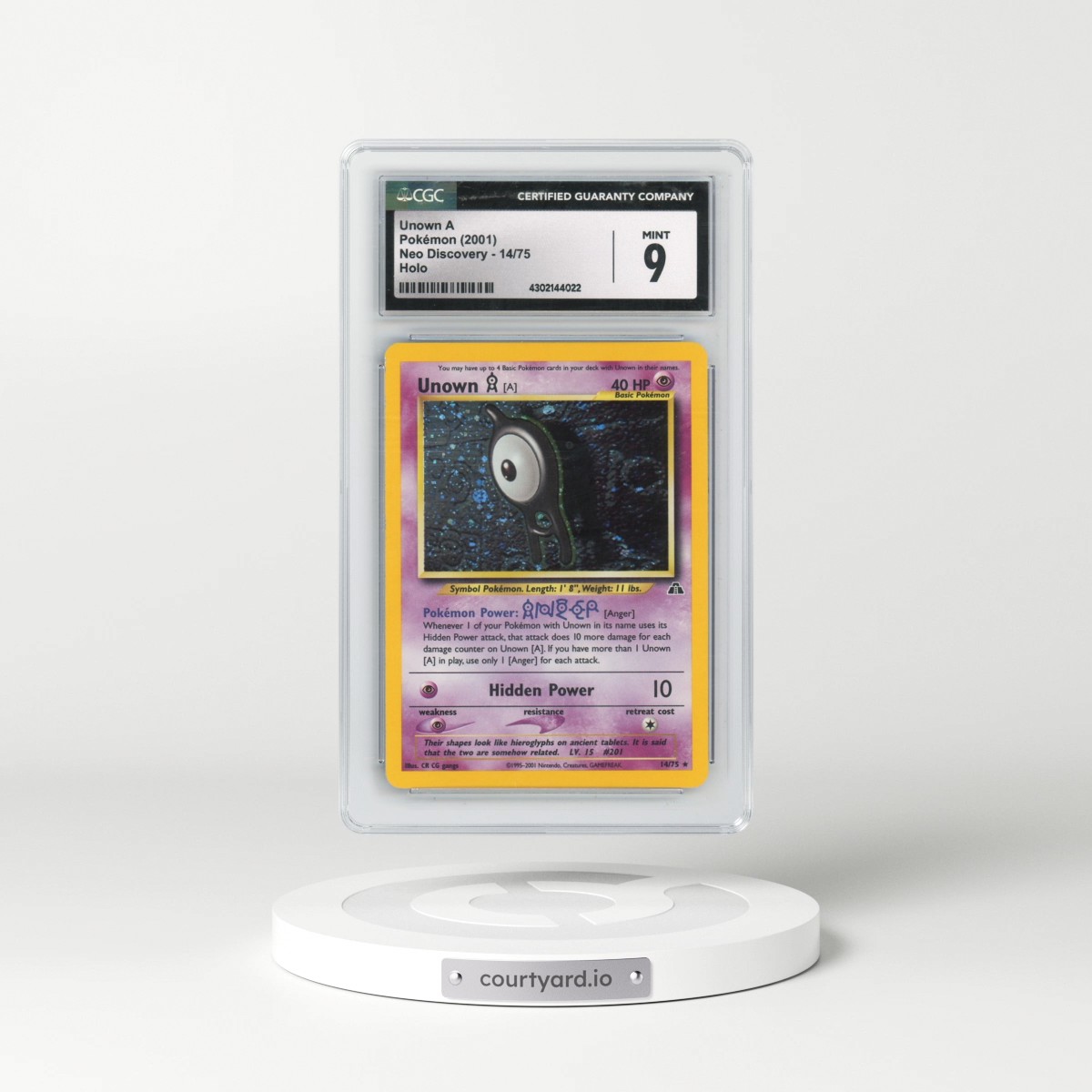 2001 Neo Discovery #14/75 Unown A - Holo (CGC 9 MINT)