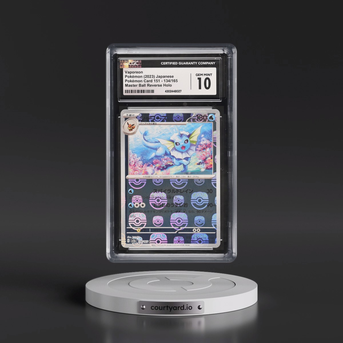 2023 Pokémon Card 151 #134/165 Vaporeon - Reverse Holo Master Ball (CGC 10 GEM MINT)