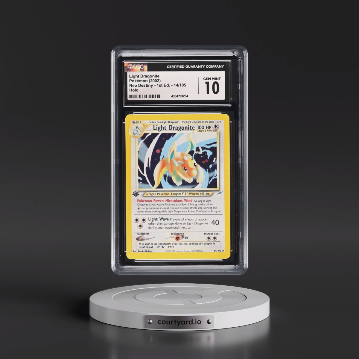 2002 Neo Destiny #14/105 Light Dragonite - 1st Edition Holo (CGC 10 GEM MINT)