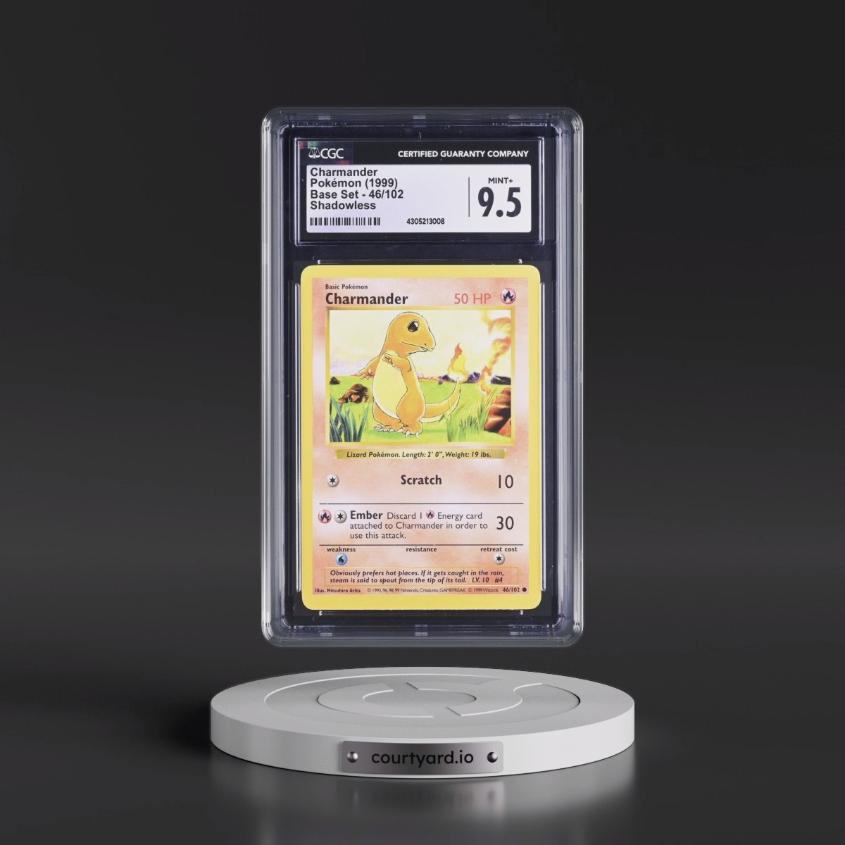 1999 Base Set #46/102 Charmander - Shadowless Shadowless (CGC 9.5 MINT+)