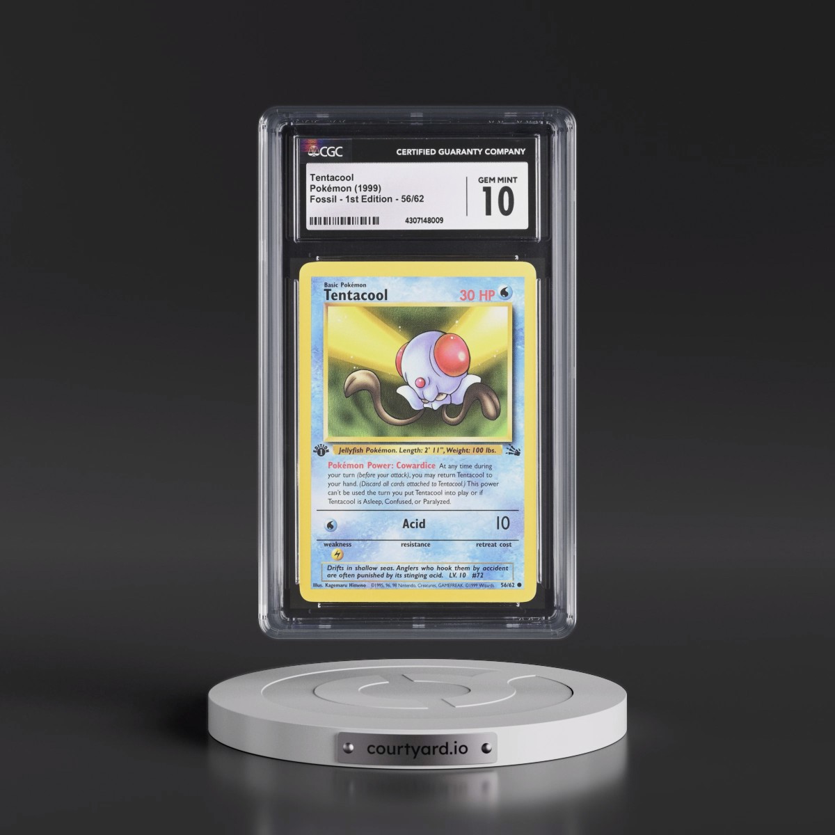 1999 Fossil #56/62 Tentacool - 1st Edition 1st Edition (CGC 10 GEM MINT)