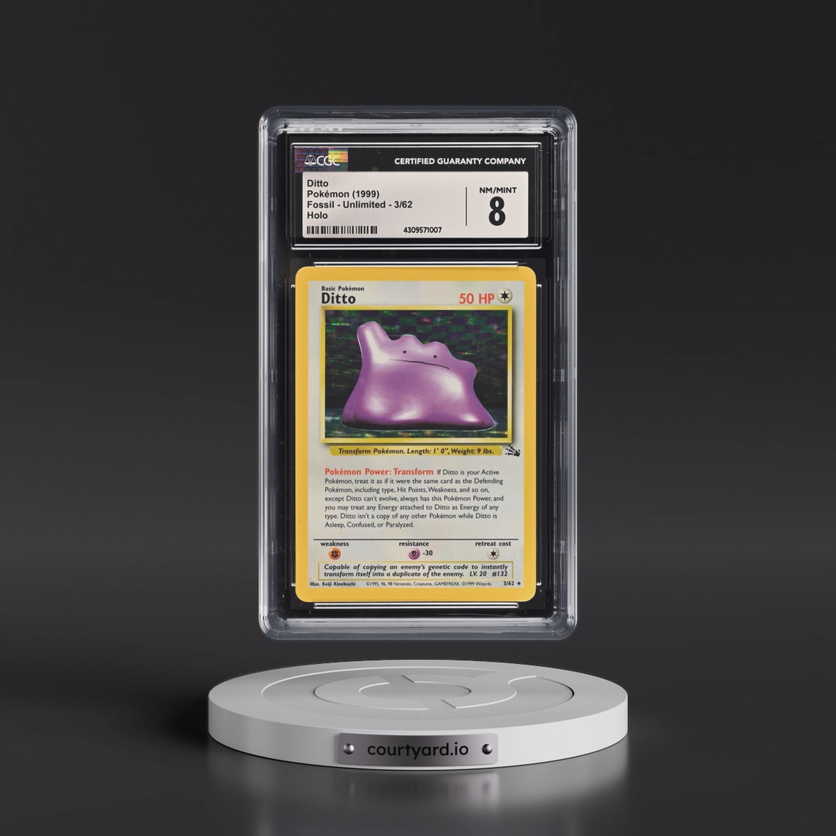 1999 Fossil #3/62 Ditto - Galaxy Star Holo (CGC 8 NM-MT)