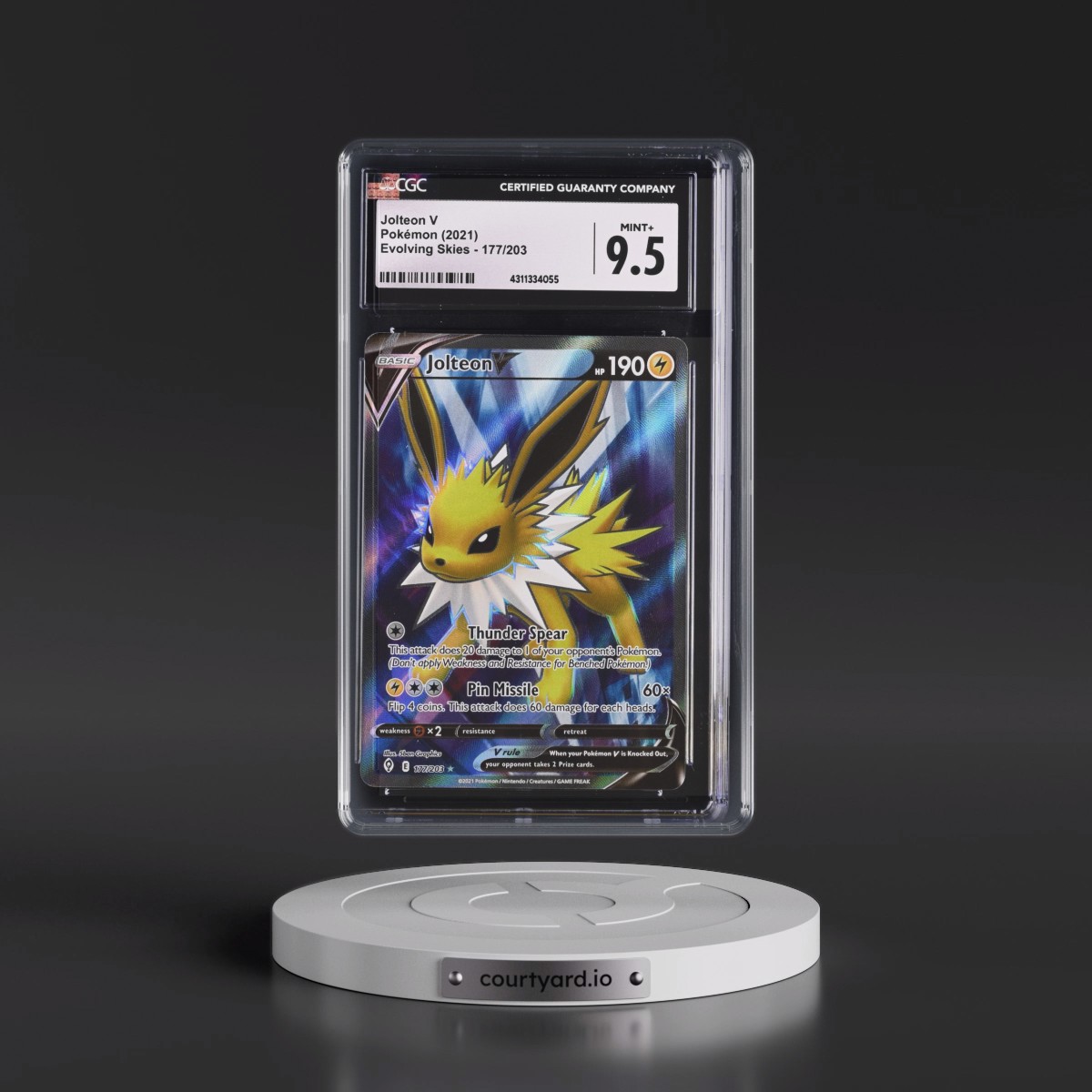 2021 Evolving Skies #177/203 Jolteon V - Ultra Rare Holo (CGC 9.5 MINT+)