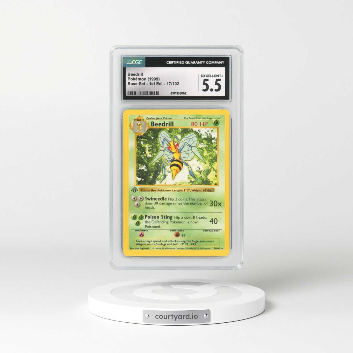 1999 Base Set #17 Beedrill - 1st Edition (CGC 5.5 EX+)