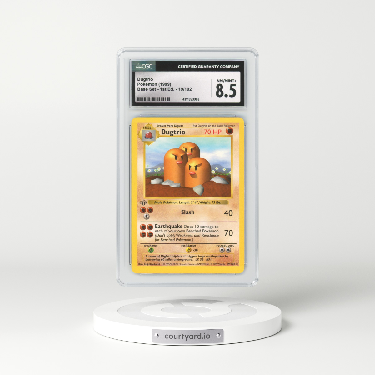 1999 Base Set #19 Dugtrio - 1st Edition (CGC 8.5 NM-MT+)