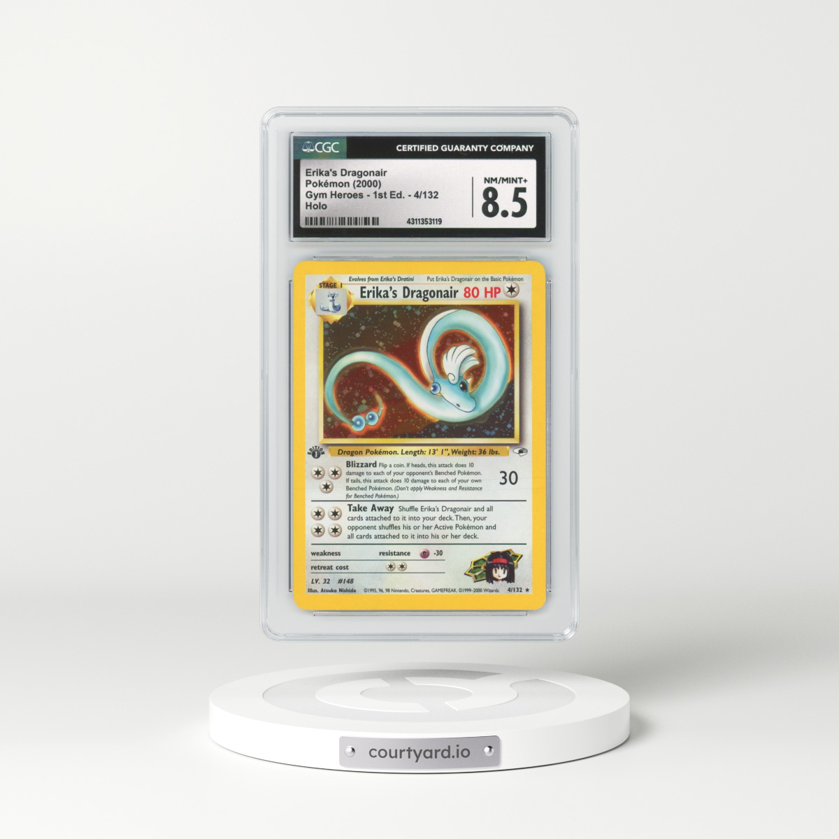 2000 Gym Heroes #4 Erika's Dragonair - 1st Edition Holo (CGC 8.5 NM-MT+)