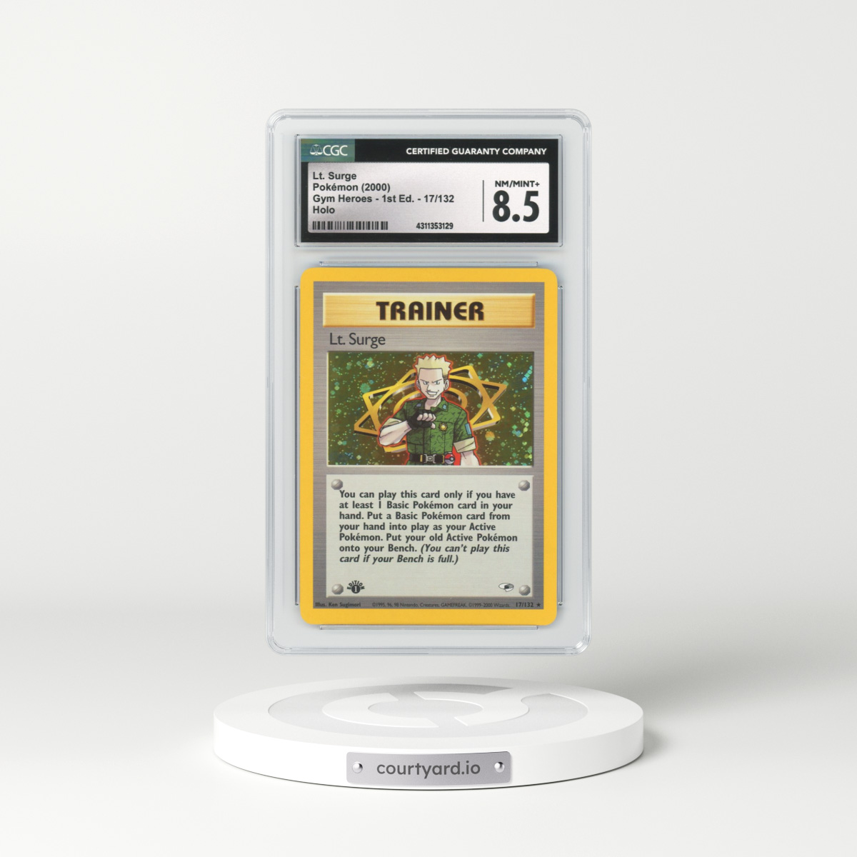 2000 Gym Heroes #17 Lt. Surge - 1st Edition Holo (CGC 8.5 NM-MT+)