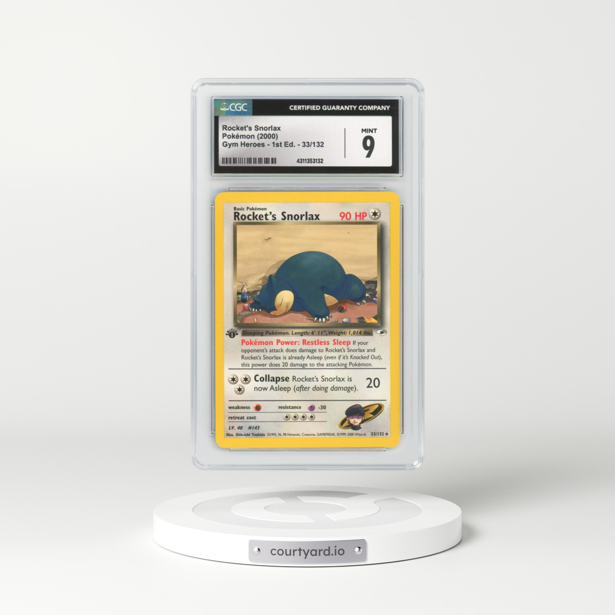 2000 Gym Heroes #33 Rocket's Snorlax - 1st Edition (CGC 9 MINT)