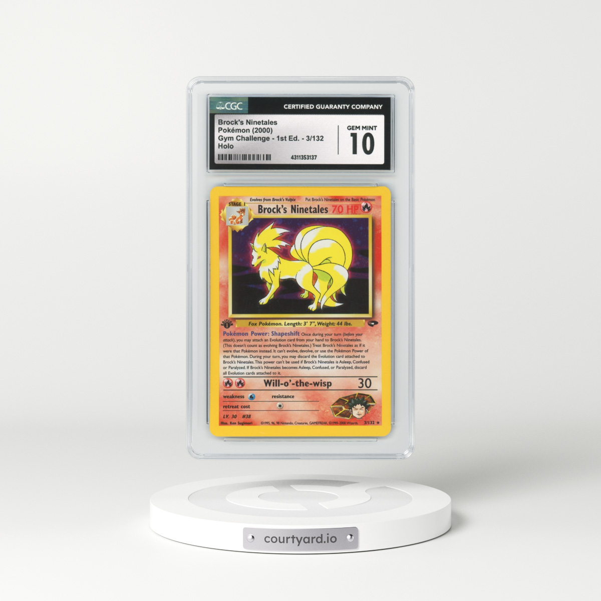 2000 Gym Challenge #3 Brock's Ninetales - 1st Edition Holo (CGC 10 GEM MINT)