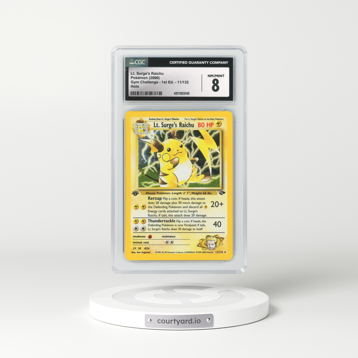 2000 Gym Challenge #11 Lt. Surge's Raichu - 1st Edition Holo (CGC 8 NM-MT)