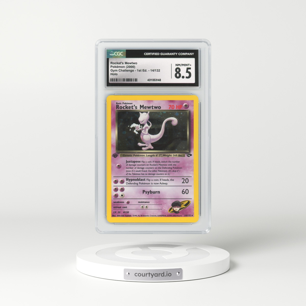 2000 Gym Challenge #14 Rocket's Mewtwo - 1st Edition Holo (CGC 8.5 NM-MT+)