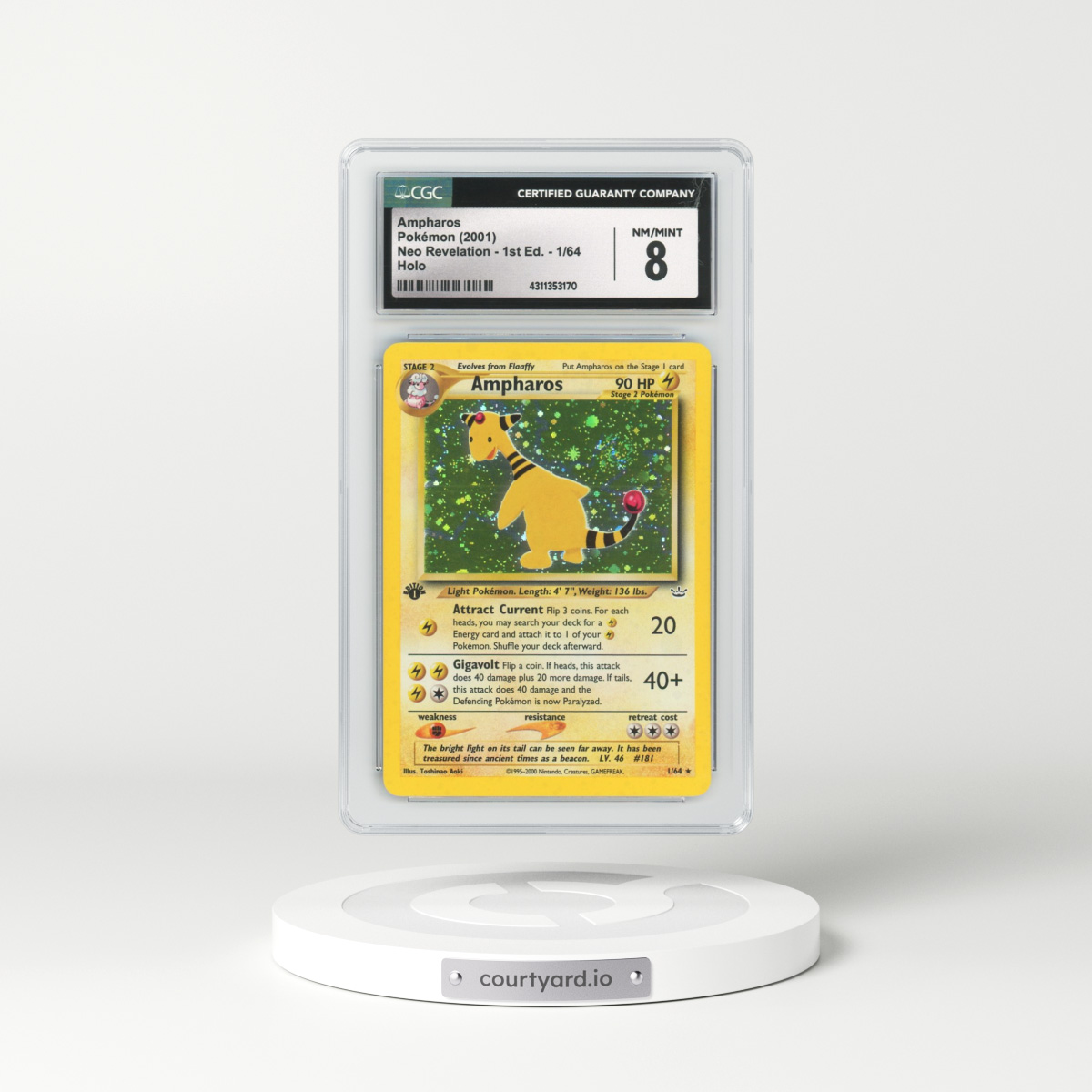 2001 Neo Revelation #1 Ampharos - 1st Edition Holo (CGC 8 NM-MT)