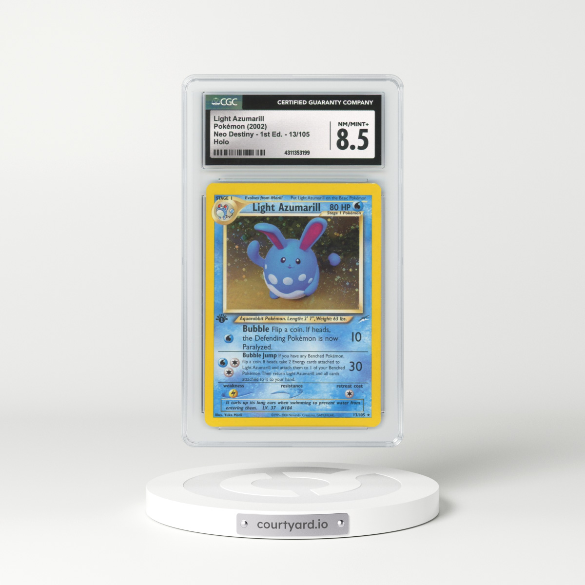 2002 Neo Destiny #13 Light Azumarill - 1st Edition Holo (CGC 8.5 NM-MT+)