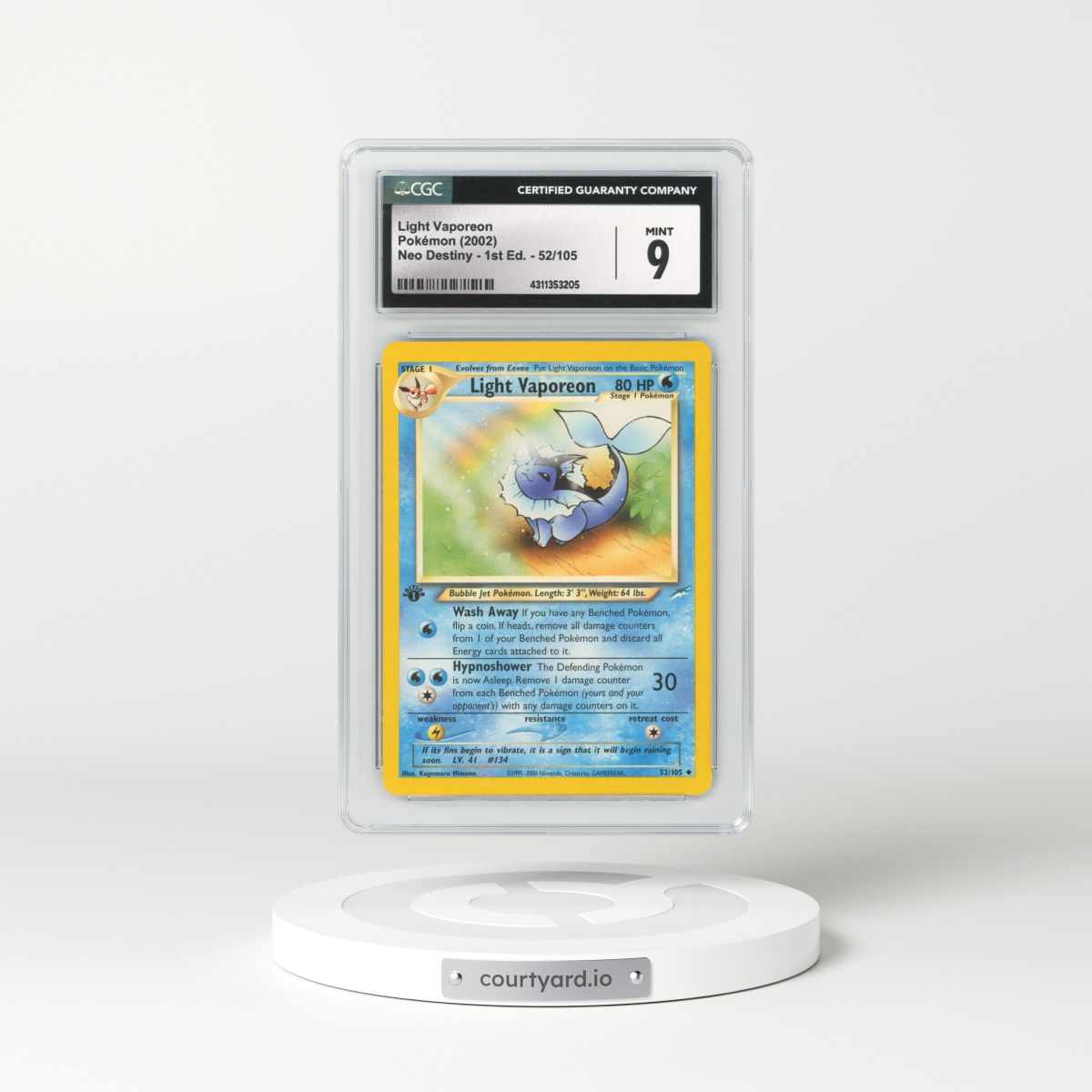 2002 Neo Destiny #52 Light Vaporeon - 1st Edition (CGC 9 MINT)