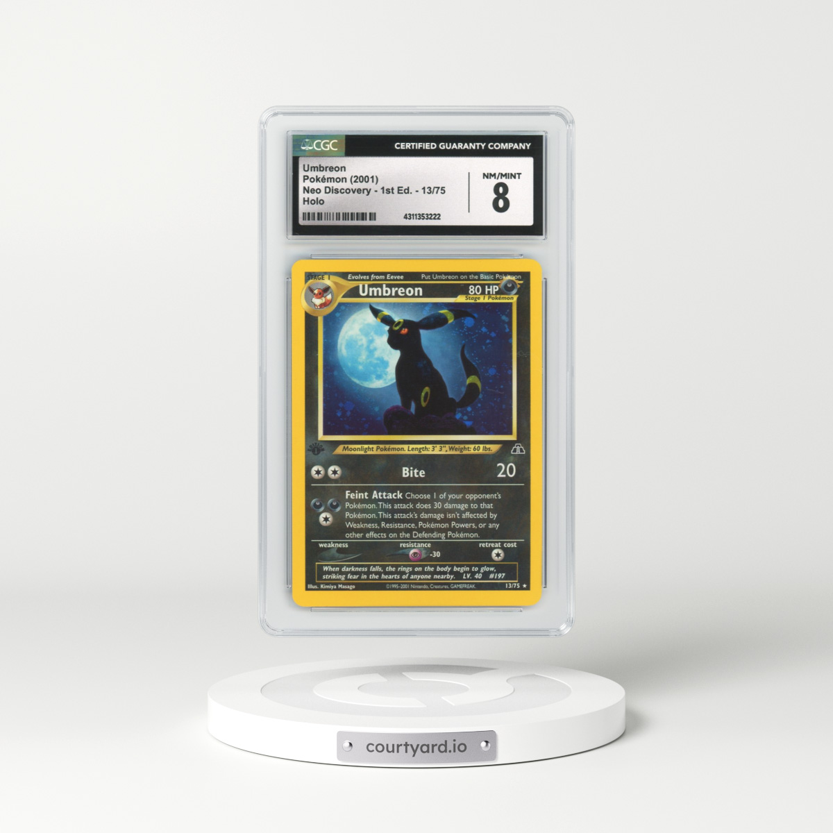 2001 Neo Discovery #13 Umbreon - 1st Edition Holo (CGC 8 NM-MT)