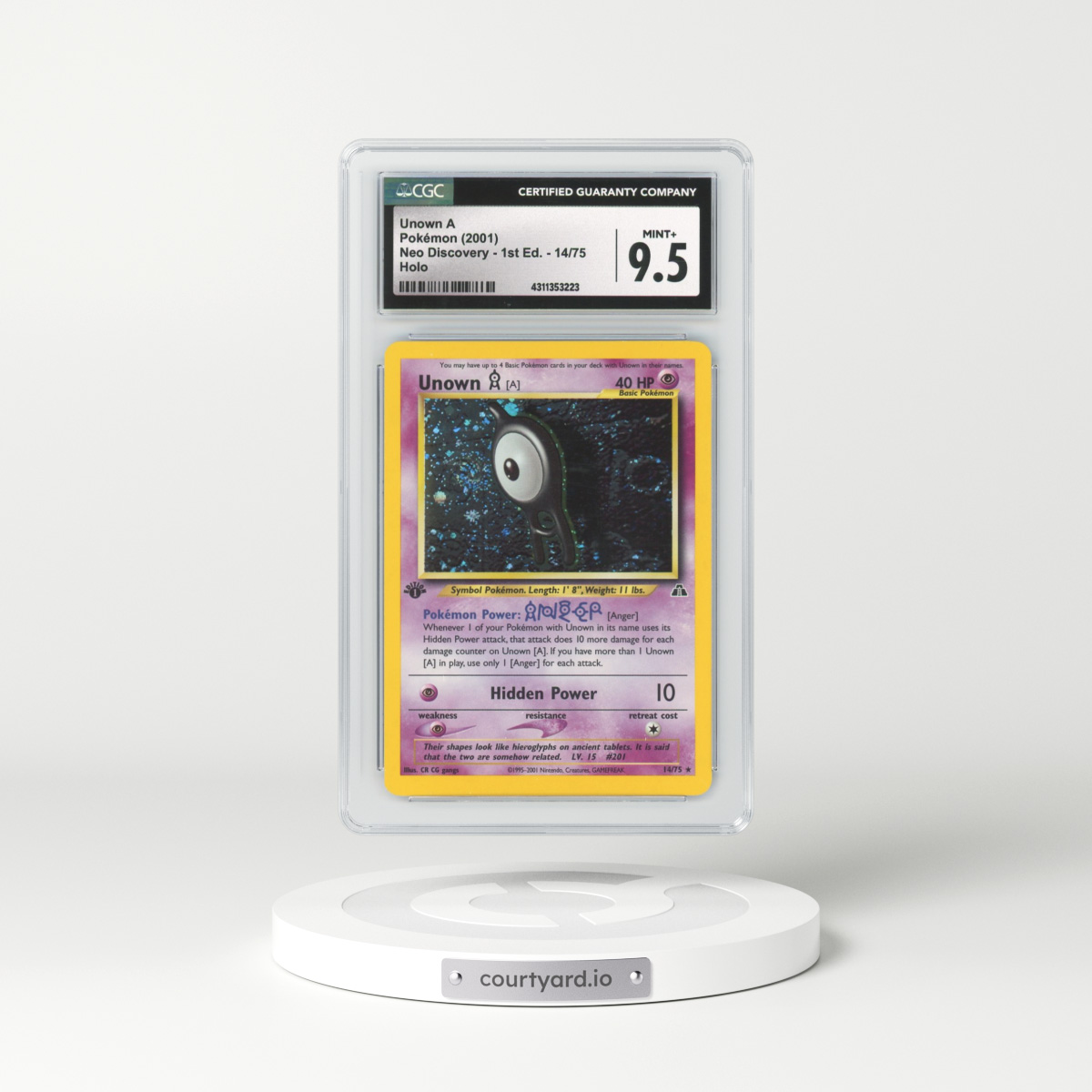 2001 Neo Discovery #14 Unown A - 1st Edition Holo (CGC 9.5 MINT+)