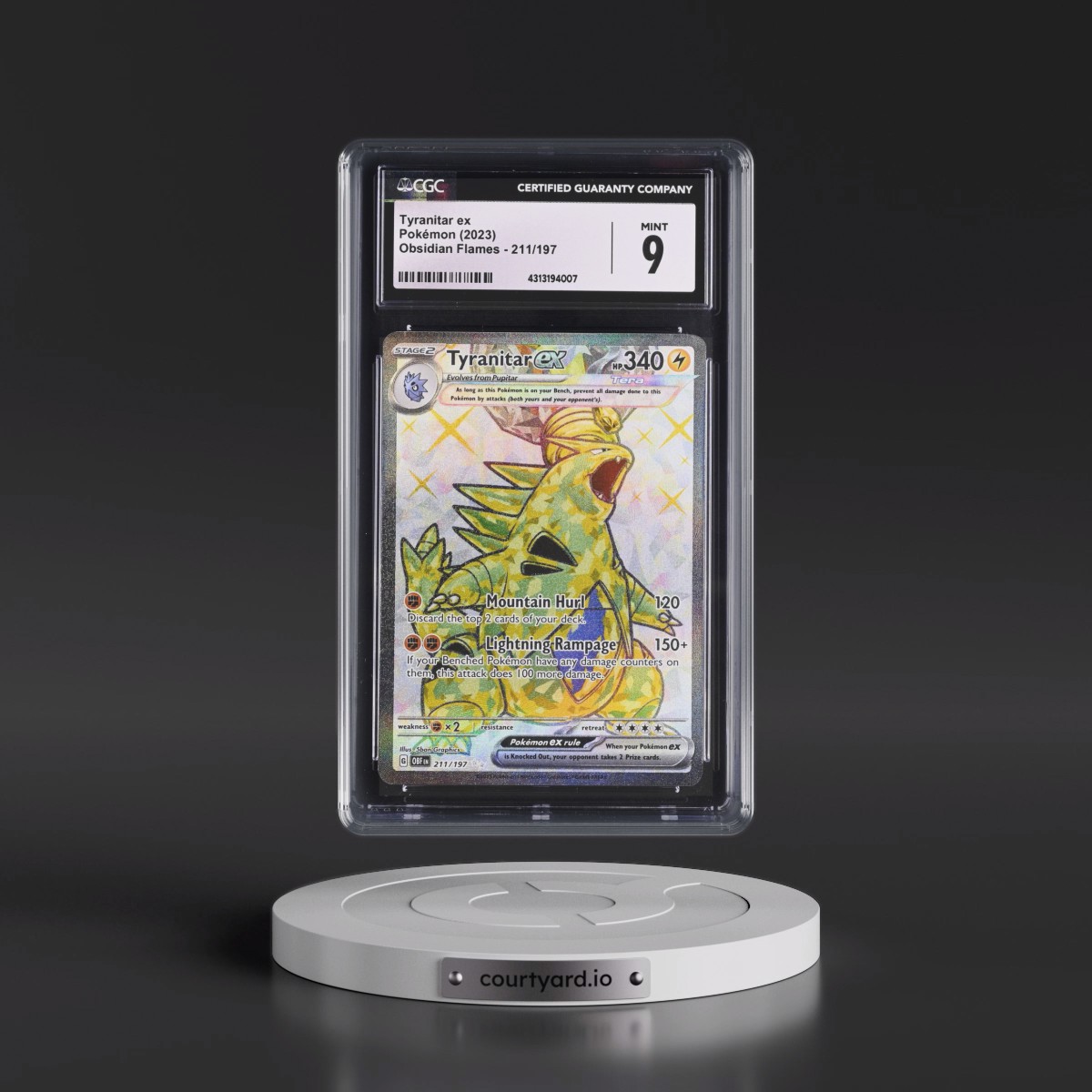 2023 Obsidian Flames - OBF EN #211/197 Tyranitar ex - Ultra Rare Holo (CGC 9 MINT)