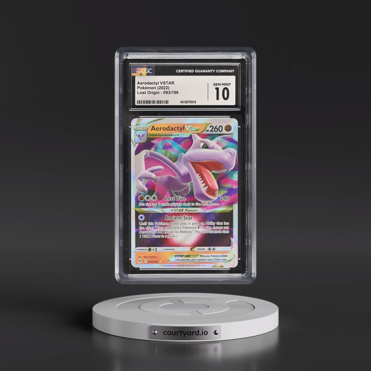 2022 Lost Origin #093/196 Aerodactyl VSTAR - Holo (CGC 10 GEM MINT)