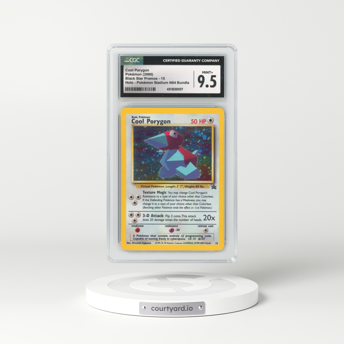 1999 Black Star Promos #15 Cool Porygon - Holo Pokémon Stadium N64 Bundle (CGC 9.5 MINT+)