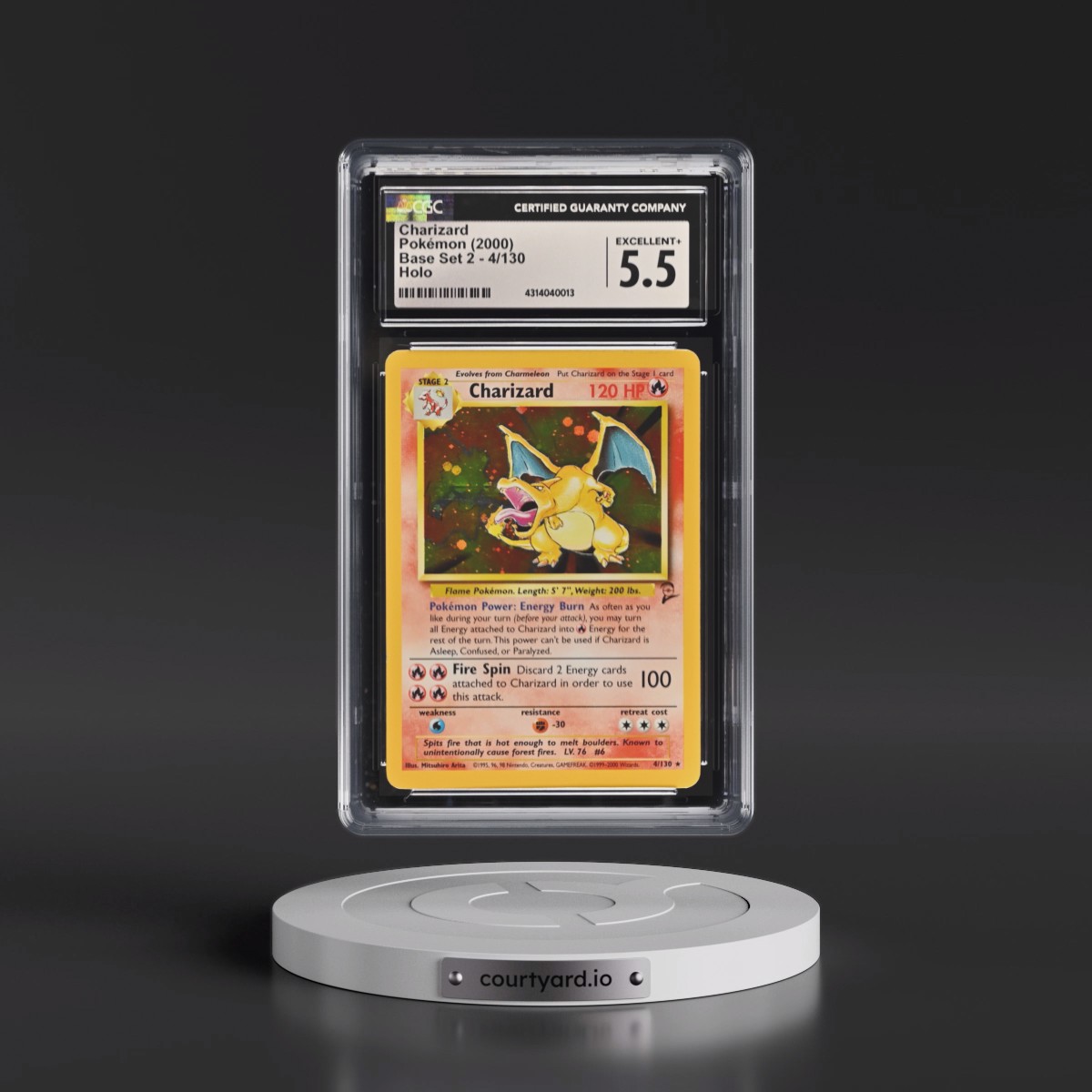 2000 Base Set 2 Charizard - Holo #4/130 CGC 5.5