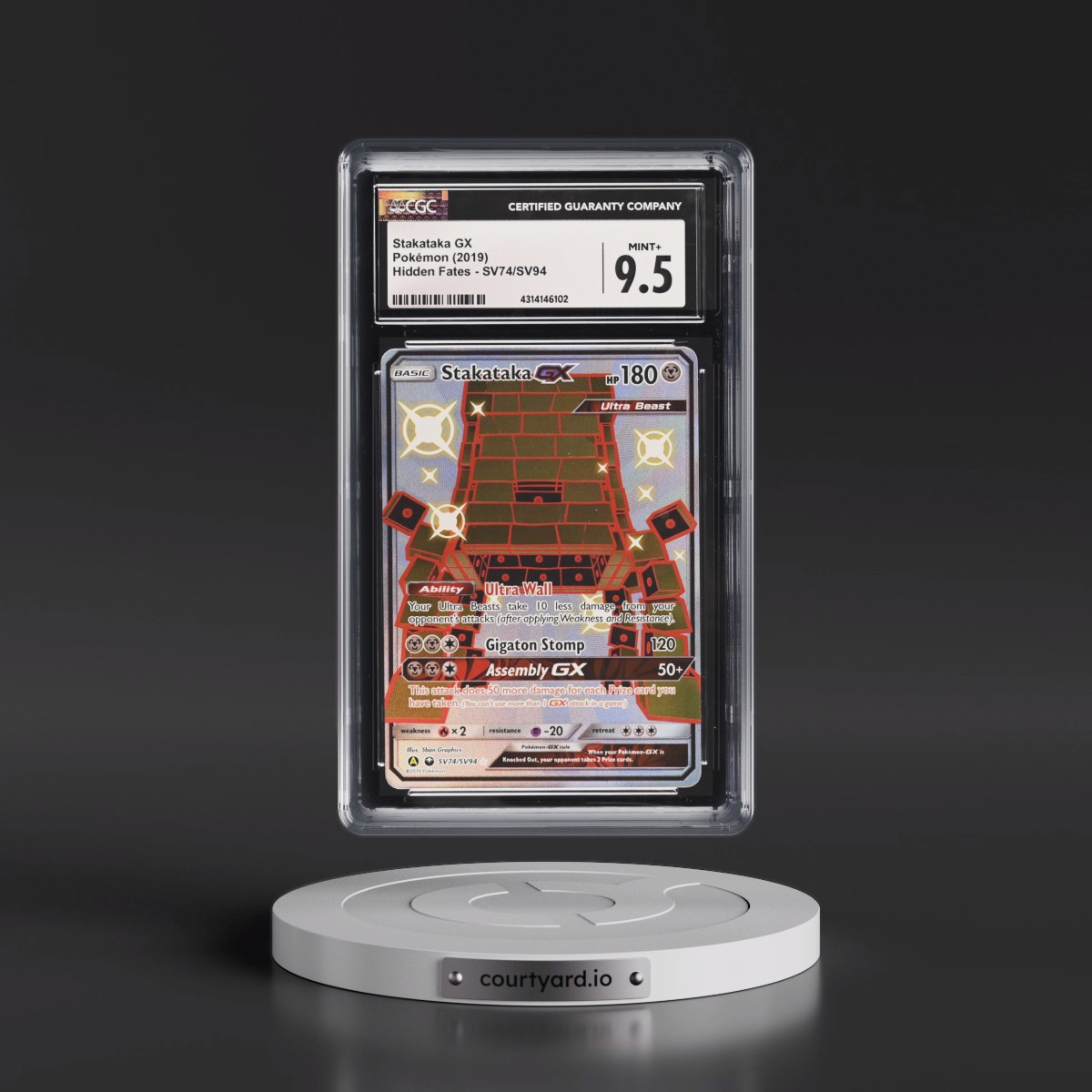 2019 Hidden Fates #SV74/SV94 Stakataka GX - Shiny Vault Holo (CGC 9.5 MINT+)