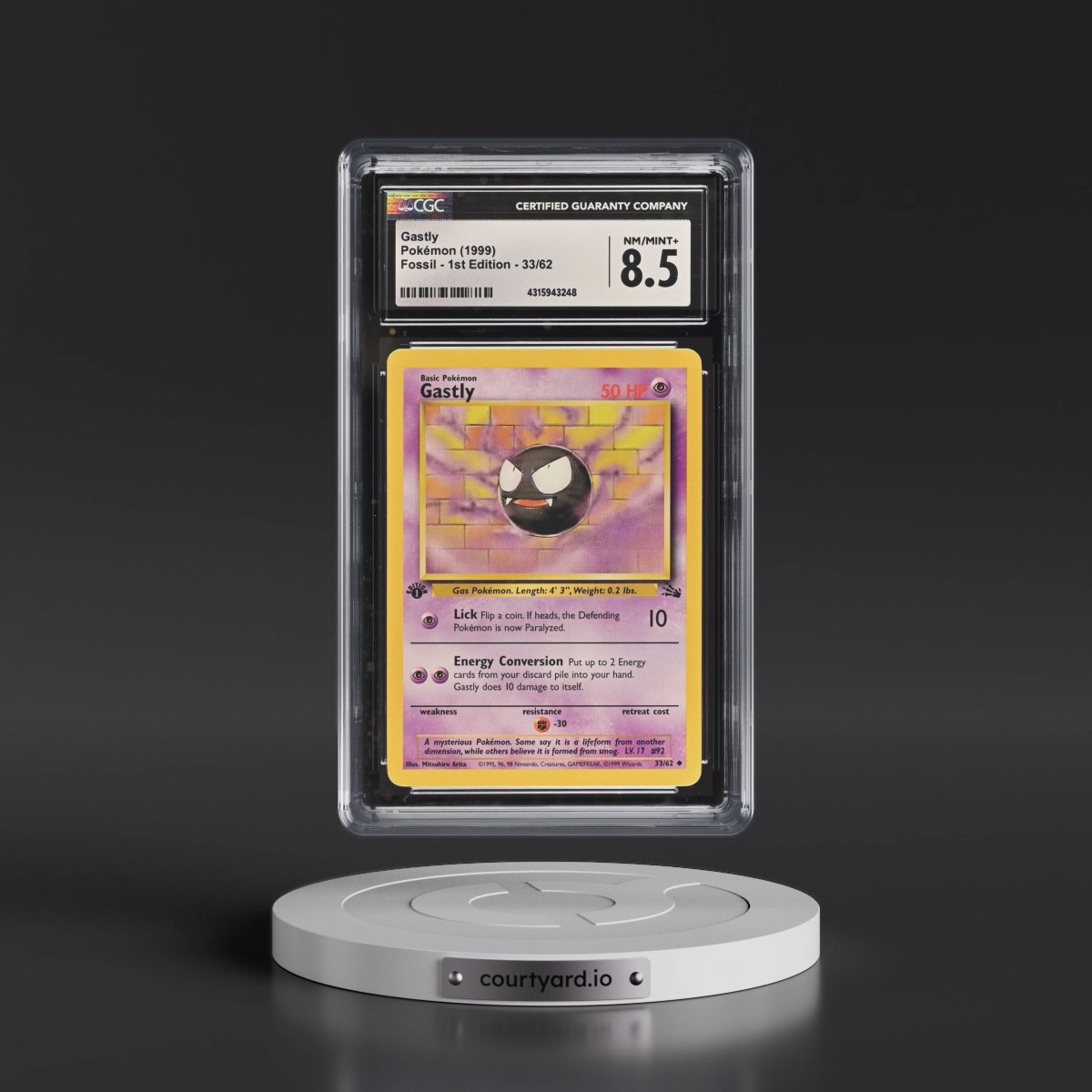 1999 Fossil #33/62 Gastly - 1st Edition 1st Edition (CGC 8.5 NM-MT+)