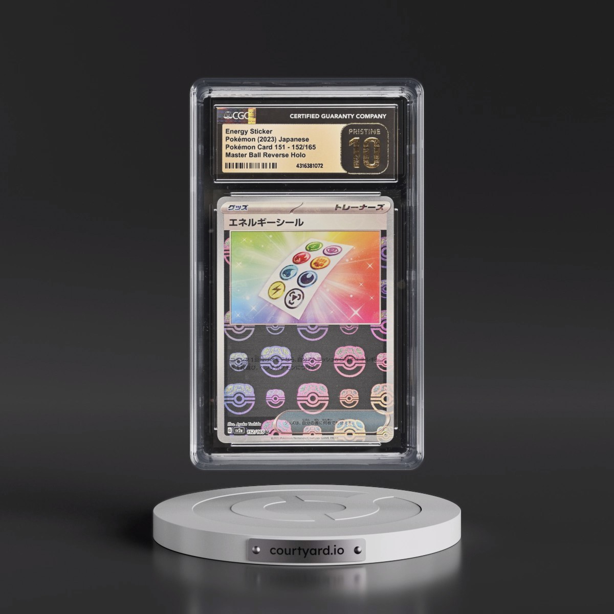 2023 Pokémon Card 151 #152/165 Energy Sticker - Master Ball Holo (CGC 10 PRISTINE)