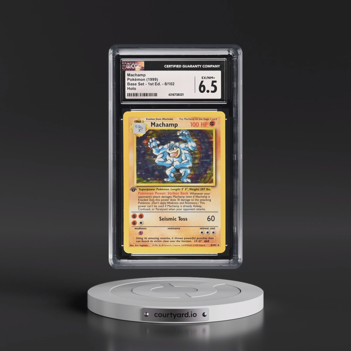 1999 Base Set #8/102 Machamp - 1st Edition Holo (CGC 6.5 EX-NM+)