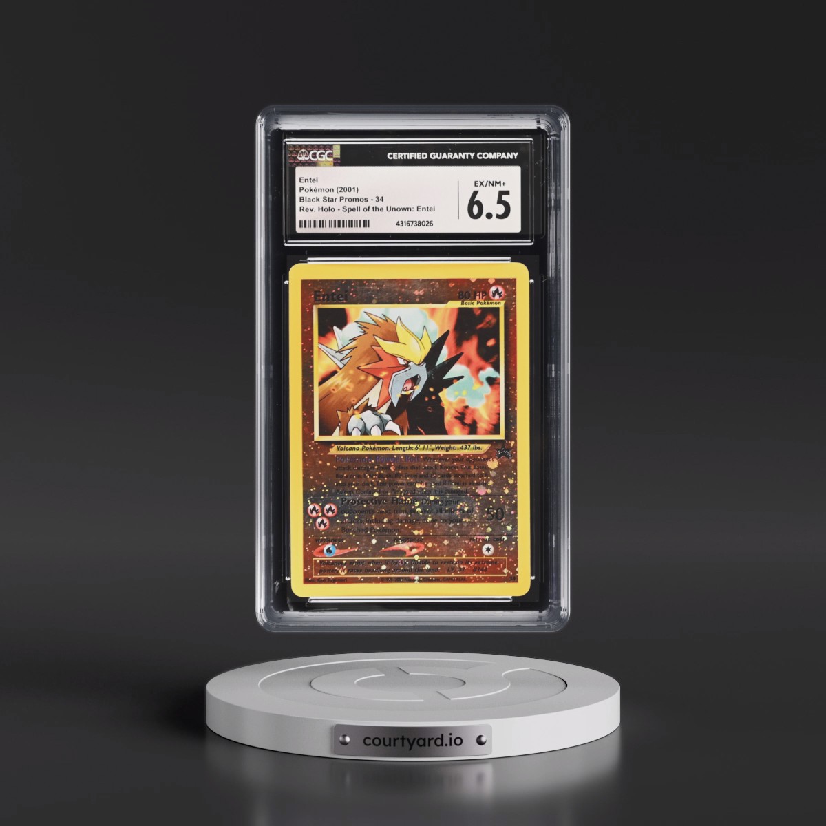 1999 Black Star Promos #34 Entei - Reverse Holo Spell of the Unown: Entei () (CGC 6.5 EX-NM+)