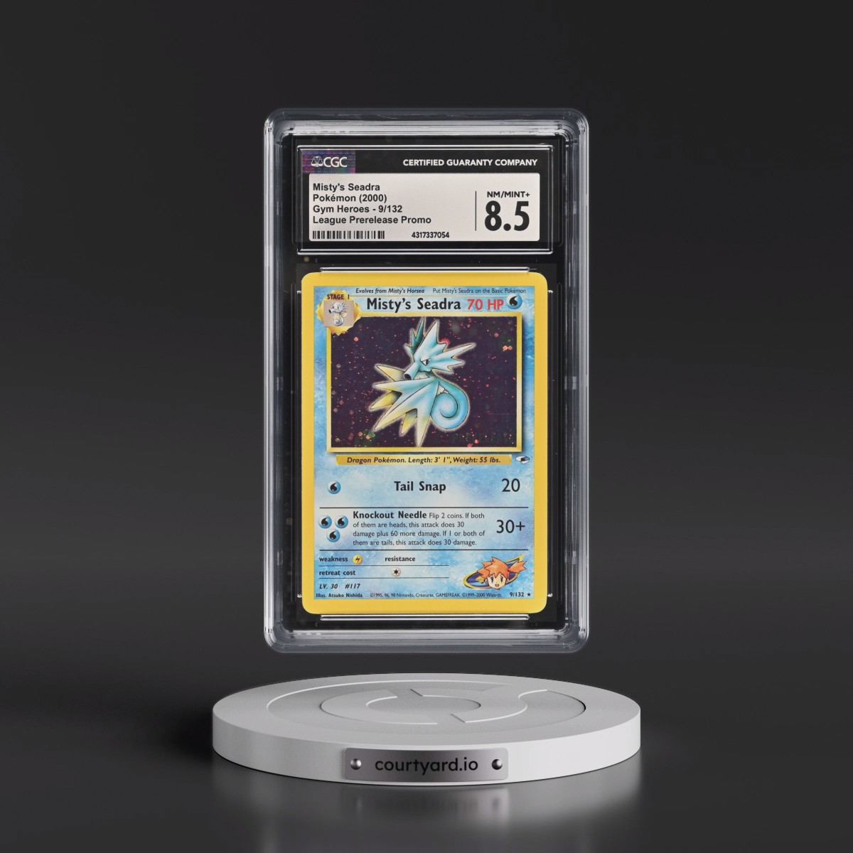 2000 Gym Heroes #9/132 Misty's Seadra - League Prerelease Promo (Holo) (CGC 8.5 NM-MT+)