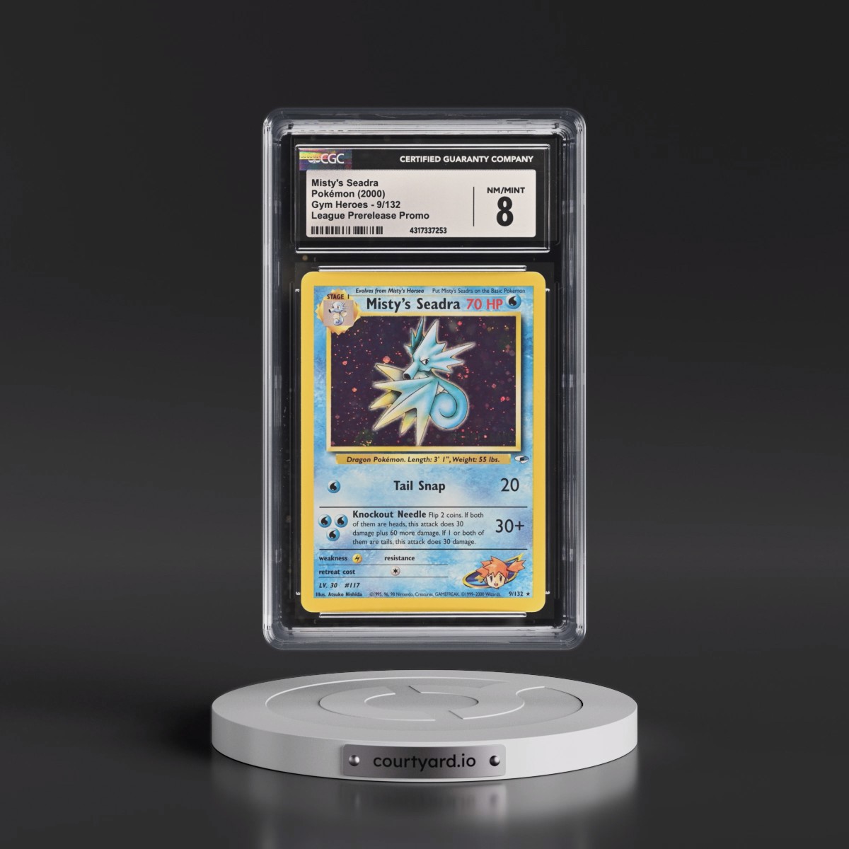 2000 Gym Heroes #9/132 Misty's Seadra - League Prerelease Promo (Holo) (CGC 8 NM-MT)