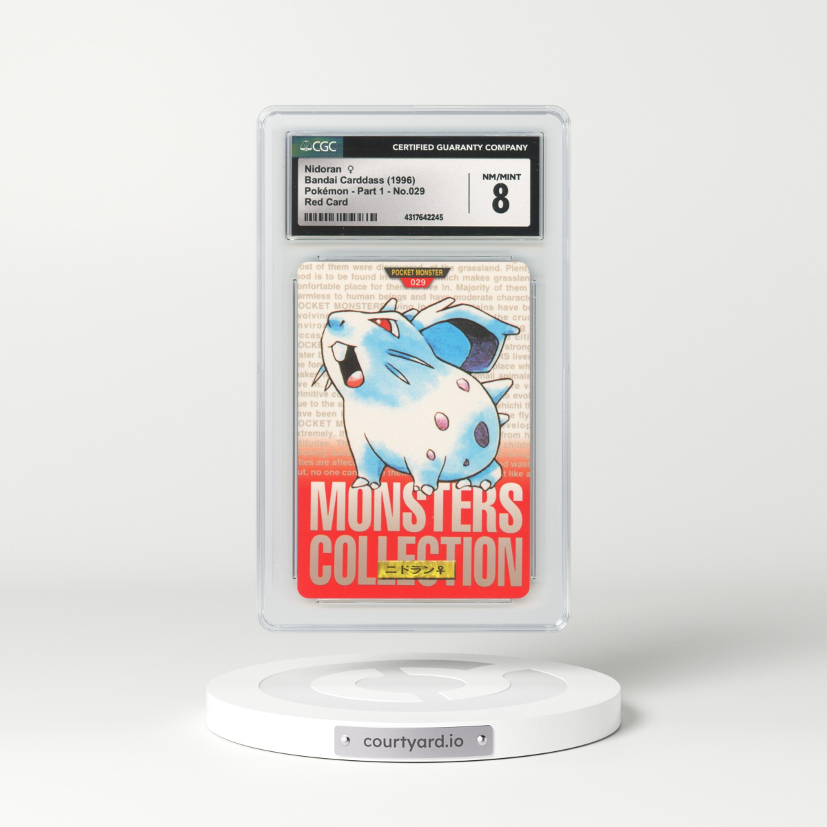 1996 Japanese Bandai Carddass #29 Nidoran (f) - Red Card (CGC 8 NM-MT)