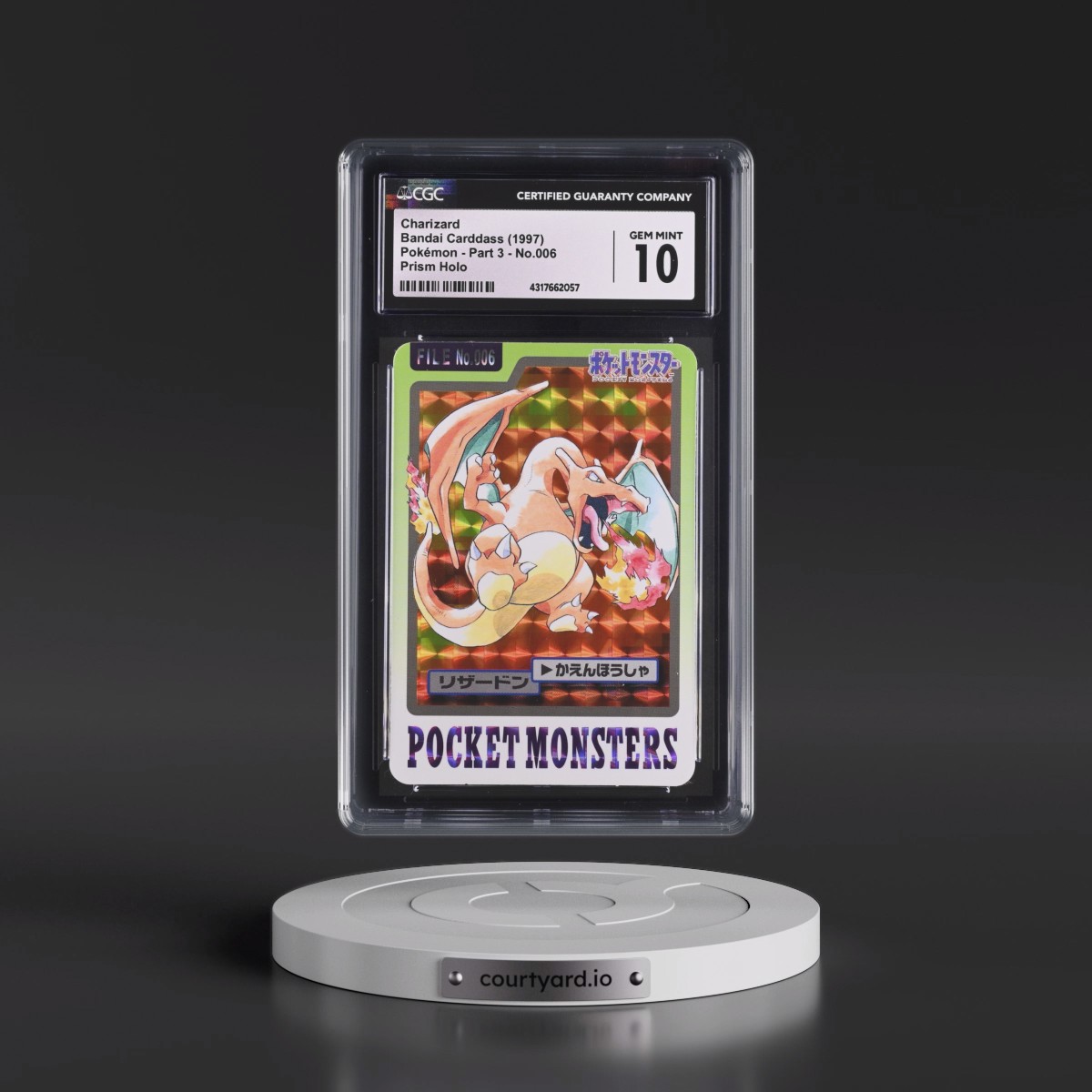 1997 (Pocket Monsters on Bottom) Part 3 #006 Charizard - Prism Holo (CGC 10 GEM MINT)