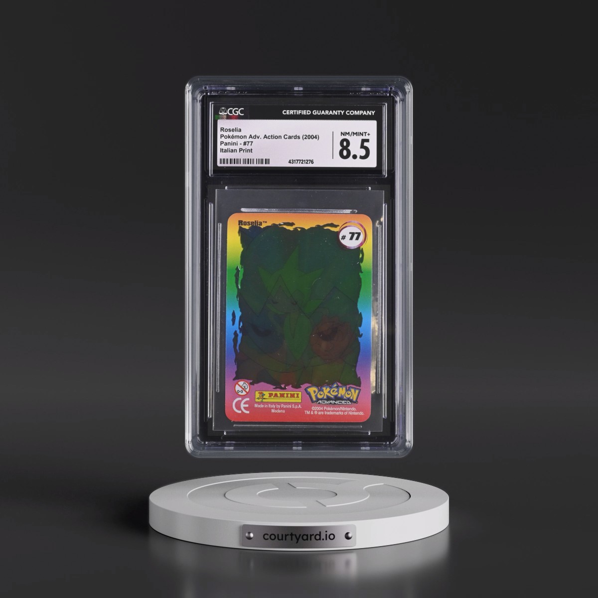 2004 Pokémon Advanced Action Cards (2004 Panini) - English #77 Roselia - Italian Print (Panini Logo on Back) (CGC 8.5 NM-MT+)